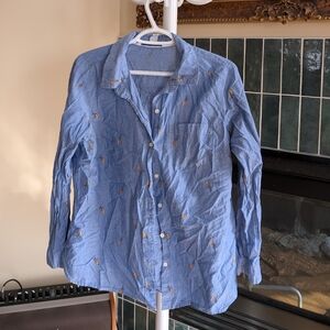 Old Navy Light Blue Men's Casual Shirt with Embroidered Accents